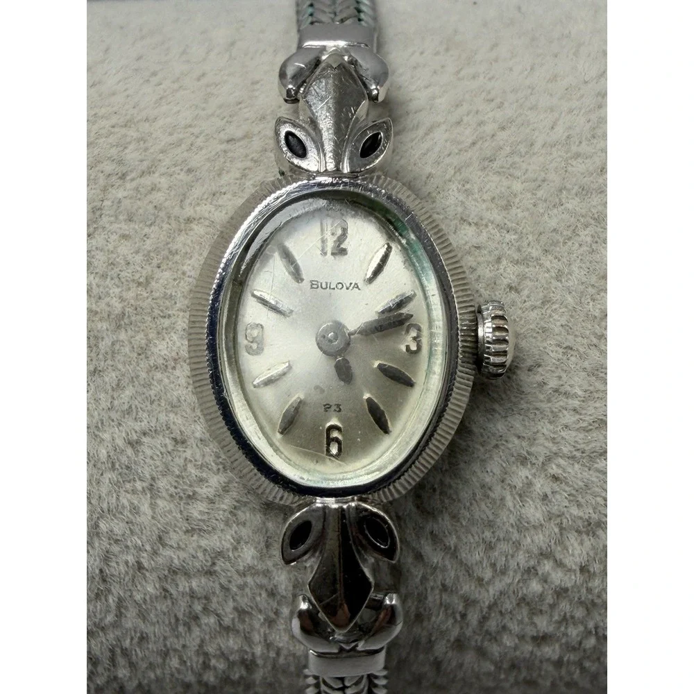 Bulova Working Manual Wind Ladies Cocktail Watch 10K Gold Plated 13MM 6